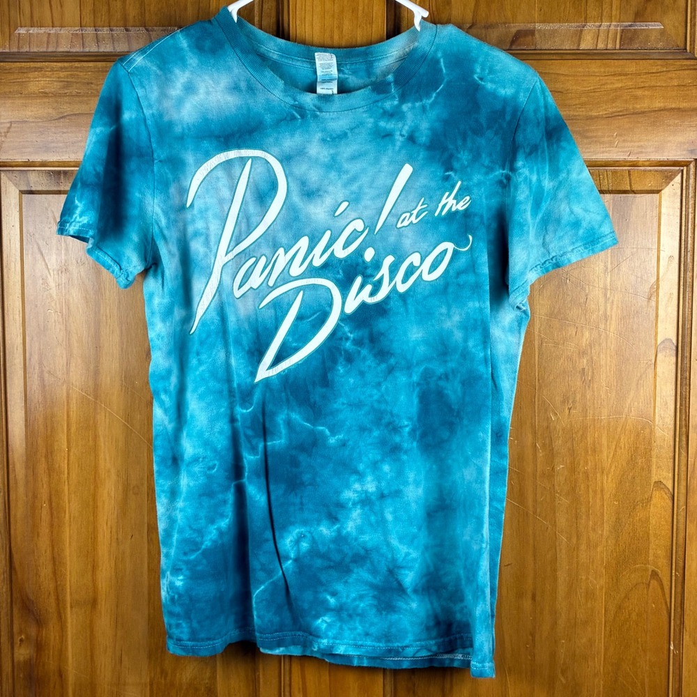 Panic At The Disco Band Tee Womens S Blue Green Tie Dye shirt Indie Festival